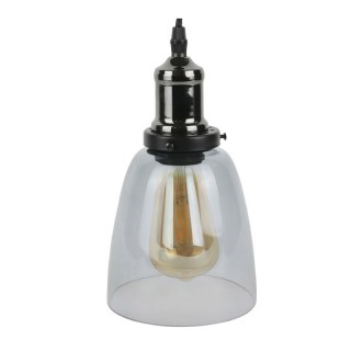 Κρεμαστό Μεταλλικό Μονόφωτο Φωτιστικό Οροφής με Γυάλινο Αμπαζούρ Κα...