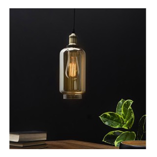 Κρεμαστό Μεταλλικό Μονόφωτο Φωτιστικό Οροφής με Γυάλινο Αμπαζούρ Μπ... Κρεμαστό Μεταλλικό Μονόφωτο Φωτιστικό Οροφής με Γυάλινο Αμπαζούρ Μπ...