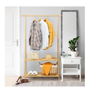 Κρεμάστρα Ρούχων Δαπέδου από Μπαμπού με 2 Ράφια 101 x 45 x 160 cm C...