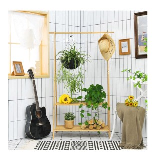 Κρεμάστρα Ρούχων Δαπέδου από Μπαμπού με 2 Ράφια 101 x 45 x 160 cm C... Κρεμάστρα Ρούχων Δαπέδου από Μπαμπού με 2 Ράφια 101 x 45 x 160 cm C...