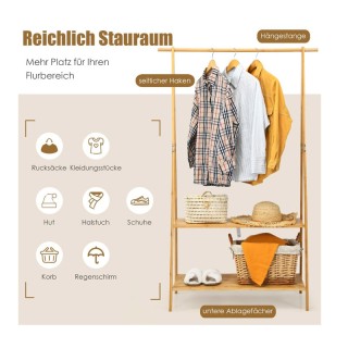 Κρεμάστρα Ρούχων Δαπέδου από Μπαμπού με 2 Ράφια 101 x 45 x 160 cm C... Κρεμάστρα Ρούχων Δαπέδου από Μπαμπού με 2 Ράφια 101 x 45 x 160 cm C...