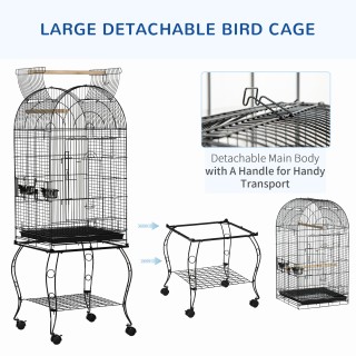 PawHut Bird and Canary Cage, Aviary με Μαύρες Μεταλλικές ρόδες 51x5... PawHut Bird and Canary Cage, Aviary με Μαύρες Μεταλλικές ρόδες 51x5...