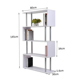 Ξύλινη - Μεταλλική Βιβλιοθήκη με 4 Ράφια 80 x 30 x 145 cm Χρώματος ... Ξύλινη - Μεταλλική Βιβλιοθήκη με 4 Ράφια 80 x 30 x 145 cm Χρώματος ...