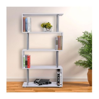 Ξύλινη - Μεταλλική Βιβλιοθήκη με 4 Ράφια 80 x 30 x 145 cm Χρώματος ...