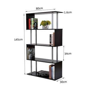 Ξύλινη - Μεταλλική Βιβλιοθήκη με 4 Ράφια 80 x 30 x 145 cm Χρώματος ... Ξύλινη - Μεταλλική Βιβλιοθήκη με 4 Ράφια 80 x 30 x 145 cm Χρώματος ...