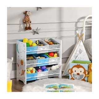 Ξύλινη Παιδική Ραφιέρα με 9 Κουτιά Αποθήκευσης 62.5 x 60 x 29.5 cm ...
