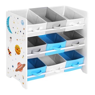 Ξύλινη Παιδική Ραφιέρα με 9 Κουτιά Αποθήκευσης 62.5 x 60 x 29.5 cm ...