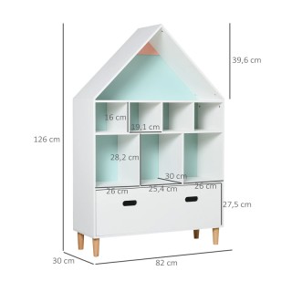 Ξύλινη Παιδική Βιβλιοθήκη με 8 Ράφια και 1 Συρτάρι 82 x 30 x 126 cm... Ξύλινη Παιδική Βιβλιοθήκη με 8 Ράφια και 1 Συρτάρι 82 x 30 x 126 cm...