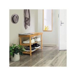 Ξύλινη Παπουτσοθήκη με 2 Ράφια και Πάγκο 70 x 28 x 45 cm Χρώματος Κ...