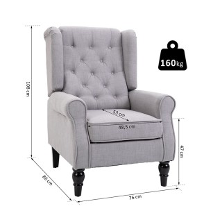 Ξύλινη Πολυθρόνα 76 x 86 x 108 cm HOMCOM 833-695GY Ξύλινη Πολυθρόνα 76 x 86 x 108 cm HOMCOM 833-695GY