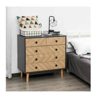 Ξύλινη Συρταριέρα με 5 Συρτάρια 80 x 40 x 80 cm HOMCOM 837-092 Ξύλινη Συρταριέρα με 5 Συρτάρια 80 x 40 x 80 cm HOMCOM 837-092