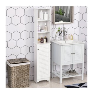 Ξύλινη Στήλη Μπάνιου με 1 Ντουλάπι και 3 Ράφια 34 x 20 x 165 cm HOM... Ξύλινη Στήλη Μπάνιου με 1 Ντουλάπι και 3 Ράφια 34 x 20 x 165 cm HOM...