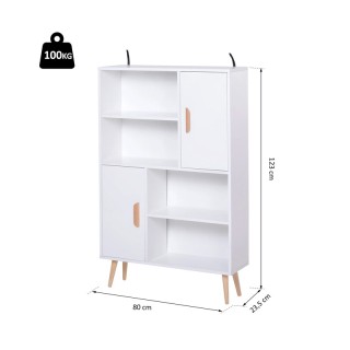 Ξύλινη Βιβλιοθήκη με 4 Ράφια και 2 Ντουλάπια 80 x 23.5 x 123 cm HOM...