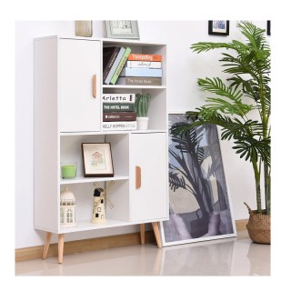 Ξύλινη Βιβλιοθήκη με 4 Ράφια και 2 Ντουλάπια 80 x 23.5 x 123 cm HOM...