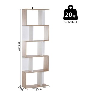 Ξύλινη Βιβλιοθήκη με 5 Ράφια 60 x 24 x 184.5 cm Χρώματος Καφέ Ανοιχ...