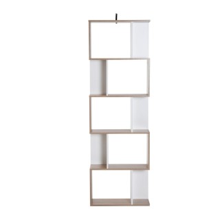 Ξύλινη Βιβλιοθήκη με 5 Ράφια 60 x 24 x 184.5 cm Χρώματος Καφέ Ανοιχ...