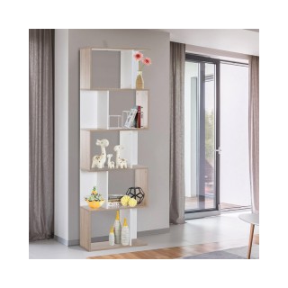 Ξύλινη Βιβλιοθήκη με 5 Ράφια 60 x 24 x 184.5 cm Χρώματος Καφέ Ανοιχ...