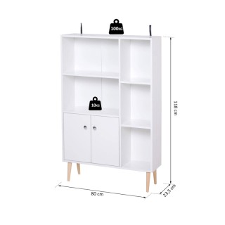 Ξύλινη Βιβλιοθήκη με 5 Ράφια και 1 Ντουλάπι 80 x 23.5 x 118 cm HOMC... Ξύλινη Βιβλιοθήκη με 5 Ράφια και 1 Ντουλάπι 80 x 23.5 x 118 cm HOMC...