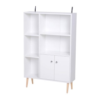 Ξύλινη Βιβλιοθήκη με 5 Ράφια και 1 Ντουλάπι 80 x 23.5 x 118 cm HOMC...