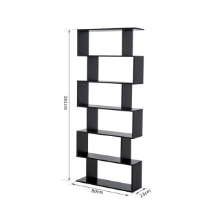 Ξύλινη Βιβλιοθήκη με 6 Ράφια 80 x 23 x 192 cm Χρώματος Μαύρο HOMCOM...