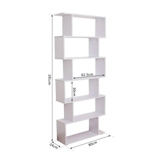 Ξύλινη Βιβλιοθήκη με 6 Ράφια 80 x 24 x 191 cm Χρώματος Λευκό HOMCOM... Ξύλινη Βιβλιοθήκη με 6 Ράφια 80 x 24 x 191 cm Χρώματος Λευκό HOMCOM...