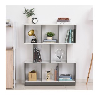 Ξύλινη Βιβλιοθήκη με 8 Ράφια 100 x 30 x 124 cm Χρώματος Γκρι HOMCOM...