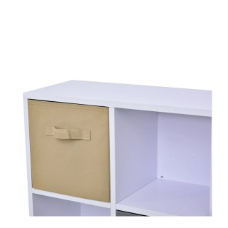 Ξύλινη Βιβλιοθήκη με 8 Ράφια και 4 Υφασμάτινα Κουτιά Αποθήκευσης 54...