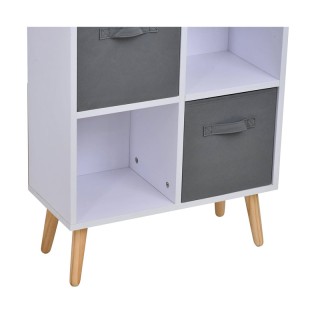 Ξύλινη Βιβλιοθήκη με 8 Ράφια και 4 Υφασμάτινα Κουτιά Αποθήκευσης 54...