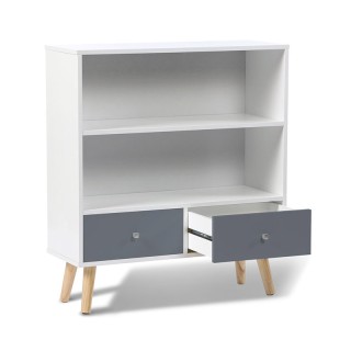 Ξύλινη Βιβλιοθήκη με 2 Ράφια και 2 Συρτάρια 80 x 30 x 90 x cm Χρώμα...