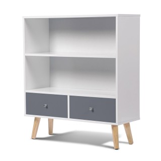 Ξύλινη Βιβλιοθήκη με 2 Ράφια και 2 Συρτάρια 80 x 30 x 90 x cm Χρώμα...