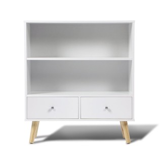 Ξύλινη Βιβλιοθήκη με 2 Ράφια και 2 Συρτάρια 80 x 30 x 90 x cm Χρώμα...