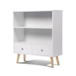 Ξύλινη Βιβλιοθήκη με 2 Ράφια και 2 Συρτάρια 80 x 30 x 90 x cm Χρώμα...