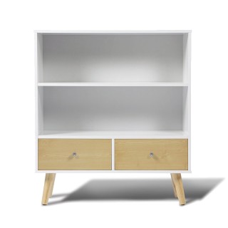 Ξύλινη Βιβλιοθήκη με 2 Ράφια και 2 Συρτάρια 80 x 30 x 90 x cm Χρώμα...