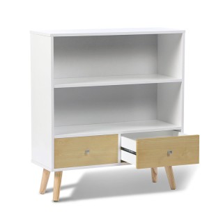 Ξύλινη Βιβλιοθήκη με 2 Ράφια και 2 Συρτάρια 80 x 30 x 90 x cm Χρώμα...