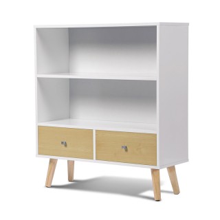 Ξύλινη Βιβλιοθήκη με 2 Ράφια και 2 Συρτάρια 80 x 30 x 90 x cm Χρώμα...