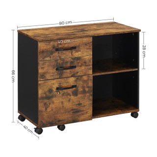 Ξύλινο Έπιπλο Γραφείου με 3 Συρτάρια και 2 Ράφια 80 x 66 x 40 cm VA...