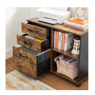 Ξύλινο Έπιπλο Γραφείου με 3 Συρτάρια και 2 Ράφια 80 x 66 x 40 cm VA... Ξύλινο Έπιπλο Γραφείου με 3 Συρτάρια και 2 Ράφια 80 x 66 x 40 cm VA...