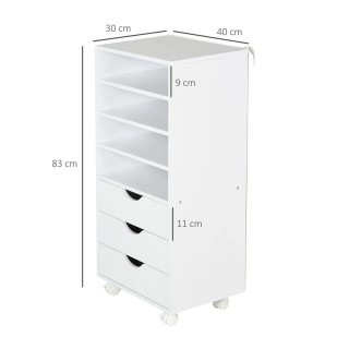 Ξύλινο Έπιπλο Γραφείου με 3 Συρτάρια και 4 Ράφια 40 x 30 x 83 cm Vi...