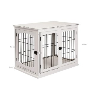 Ξύλινο Κλουβί Σκύλου με 3 Πόρτες 66 x 58.5 x 81 cm PawHut D02-040WT Ξύλινο Κλουβί Σκύλου με 3 Πόρτες 66 x 58.5 x 81 cm PawHut D02-040WT