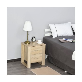 Ξύλινο Κομοδίνο με 2 Συρτάρια 48 x 39 x 54 cm Χρώματος Καφέ Ανοιχτό... Ξύλινο Κομοδίνο με 2 Συρτάρια 48 x 39 x 54 cm Χρώματος Καφέ Ανοιχτό...