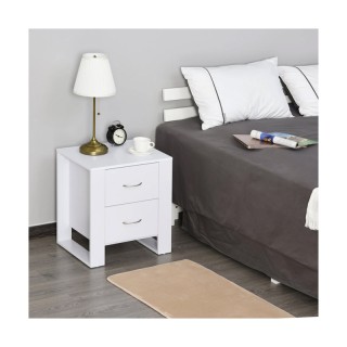 Ξύλινο Κομοδίνο με 2 Συρτάρια 48 x 39 x 54 cm Χρώματος Λευκό HOMCOM... Ξύλινο Κομοδίνο με 2 Συρτάρια 48 x 39 x 54 cm Χρώματος Λευκό HOMCOM...