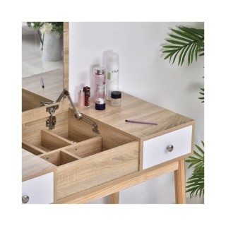 Ξύλινο Μπουντουάρ με Αναδιπλούμενο Καθρέφτη και Σκαμπό 100 x 45 x 1... Ξύλινο Μπουντουάρ με Αναδιπλούμενο Καθρέφτη και Σκαμπό 100 x 45 x 1...