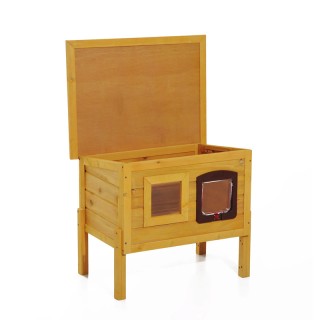 Ξύλινο Σπίτι Γάτας με Ανοιγόμενη Οροφή 70 x 51.5 x 60 cm PawHut D30...