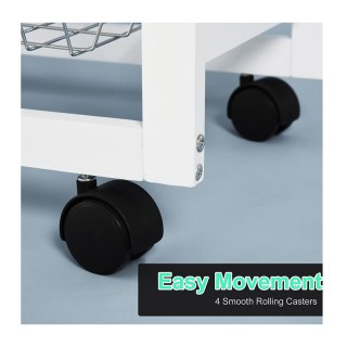 Ξύλινο Τρόλεϊ Κουζίνας με 2 Ράφια και 3 Συρτάρια 92 x 37 x 82 cm HO... Ξύλινο Τρόλεϊ Κουζίνας με 2 Ράφια και 3 Συρτάρια 92 x 37 x 82 cm HO...