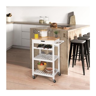 Ξύλινο Τρόλεϊ Κουζίνας με 3 Ράφια και 1 Συρτάρι 84.5 x 61 x 40 cm H... Ξύλινο Τρόλεϊ Κουζίνας με 3 Ράφια και 1 Συρτάρι 84.5 x 61 x 40 cm H...