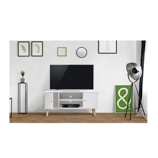 Ξύλινο Έπιπλο Τηλεόρασης 113 x 40 x 53.5 cm Χρώματος Λευκό Alesund ...