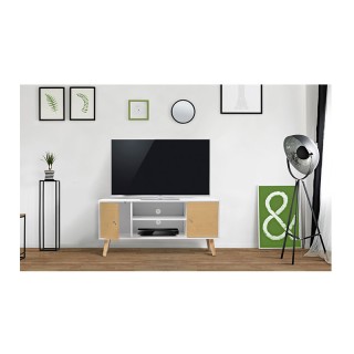 Ξύλινο Έπιπλο Τηλεόρασης 113 x 40 x 53.5 cm Χρώματος Μπεζ Alesund S...