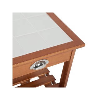 Ξύλινο Τρόλεϊ Κουζίνας με 4 Ράφια και 2 Συρτάρια 74 x 37 x 75 cm HO...