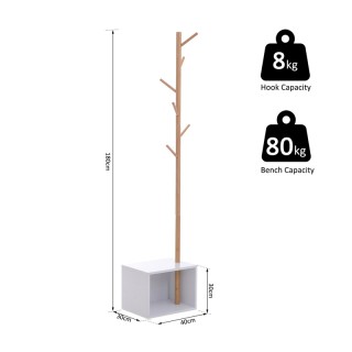 Ξύλινος Καλόγερος με 1 Ράφι 40 x 30 x 180 cm HOMCOM 831-224 Ξύλινος Καλόγερος με 1 Ράφι 40 x 30 x 180 cm HOMCOM 831-224