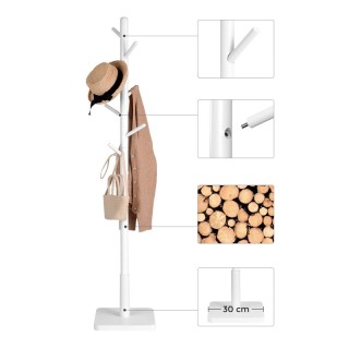 Ξύλινος Καλόγερος με 8 Γάντζους και Ρυθμιζόμενο Ύψος 30 x 30 x 175 ...